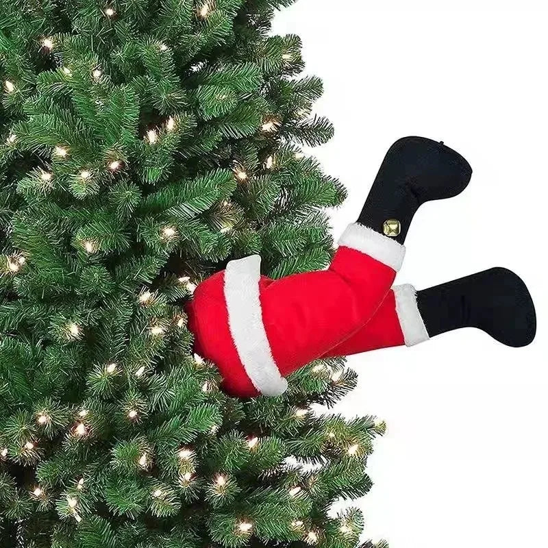 Decoração de árvore de natal, porta de pelúcia, decoração de pernas de elfo de santa, enfeites pendurados para casa, presente para crianças, suprimentos surpresa
