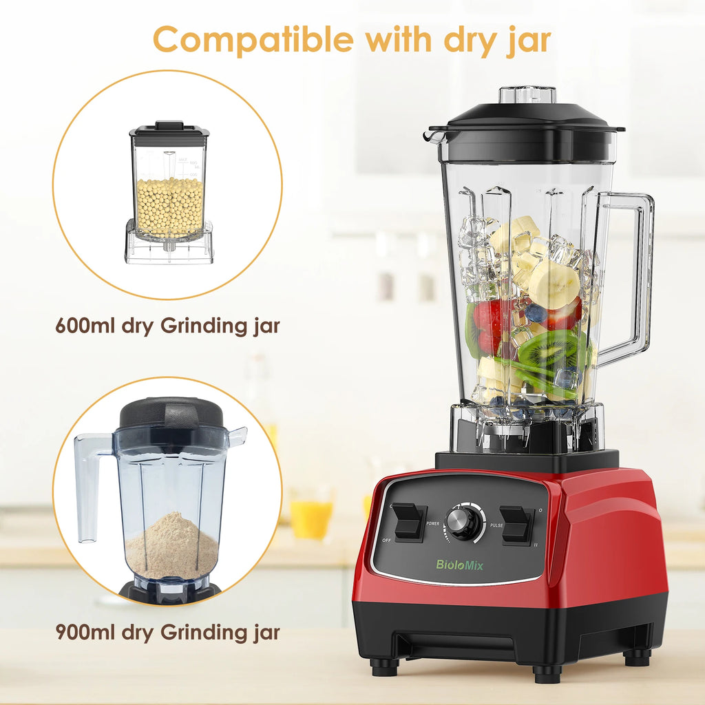 Bpa livre 3hp 2200w liquidificador de grau comercial resistente misturador espremedor processador alimentos alta potência smoothie gelo barra liquidificador frutas