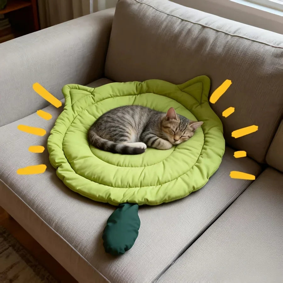 Cama de Pelúcia Fofa para Gatos 1pc, Colchonete em Formato de Gato, Macio, Respirável e Lavável para Gatos e Cães, Uso em Todas as Estações