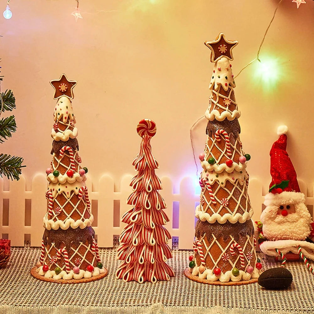 Castelo luminoso de natal, decoração de árvore de natal, ornamentos de argila macia, acessórios fofos de macaron, suprimentos para feriados de natal