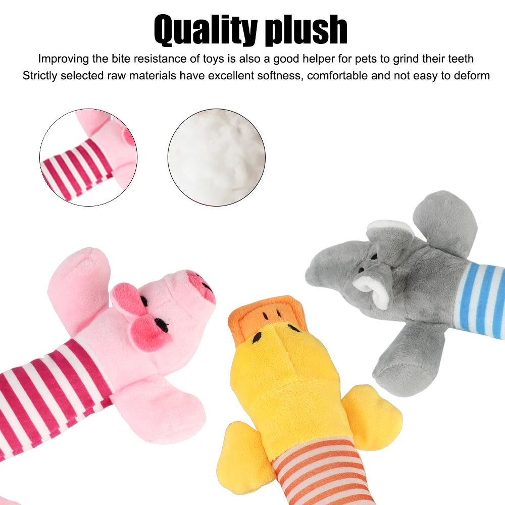 Apto para todos os animais de estimação cão gato velo brinquedos popular rangido mastigar som bonecas elefante pato porco animal de estimação engraçado brinquedos de pelúcia