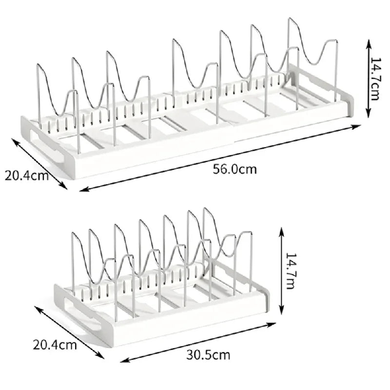 Organizador de Utensílios de Cozinha Expansível com 7 Compartimentos Ajustáveis, Suporte para Panelas, Organizador de Armário