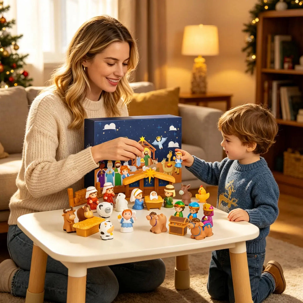 Calendário de Contagem Regressiva de Natal 25 Dias 2026 Presépio de Advento Contagem Regressiva de Feriados para Crianças e Adultos Lembrancinhas de Festa de Inverno para Casa