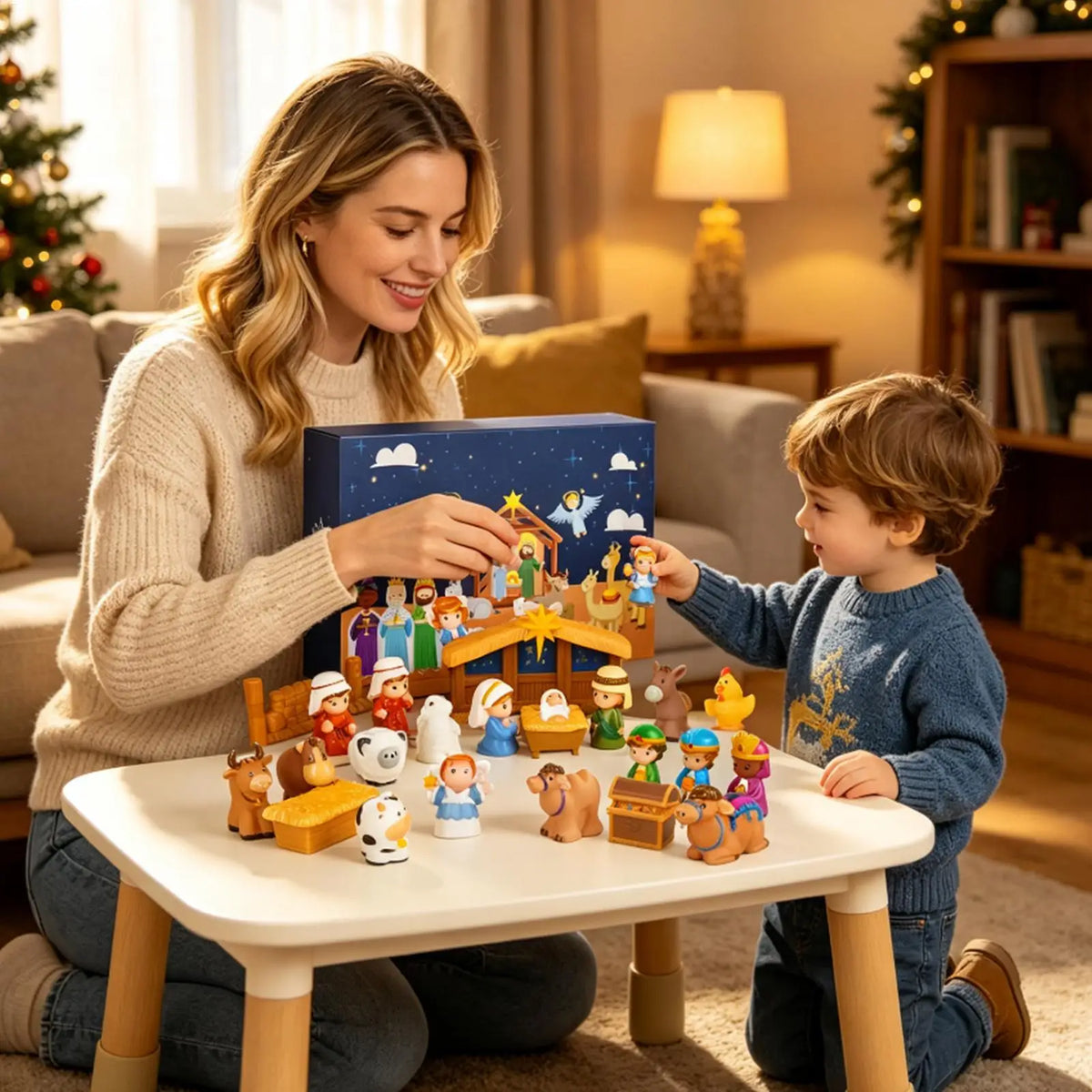 Calendário de Contagem Regressiva de Natal 25 Dias 2026 Presépio de Advento Contagem Regressiva de Feriados para Crianças e Adultos Lembrancinhas de Festa de Inverno para Casa