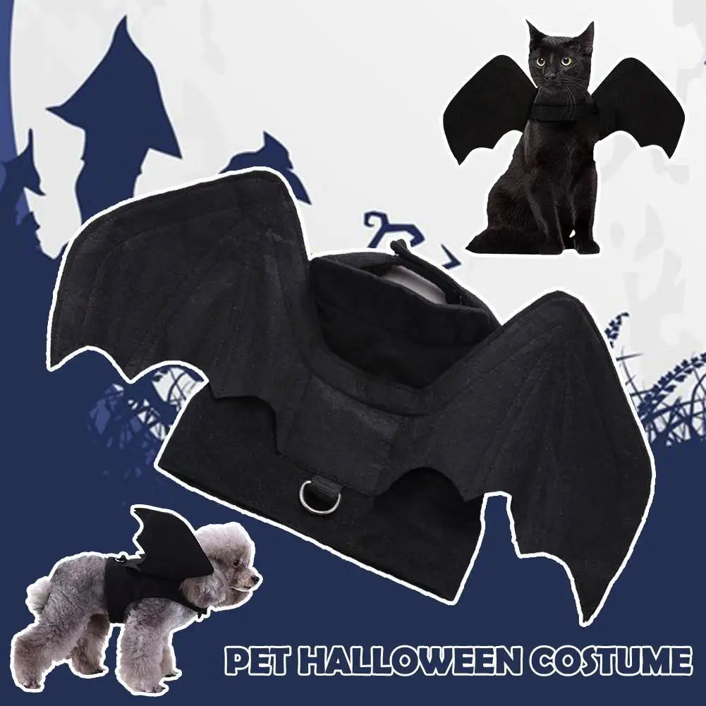 -Disfraz de animal de estimação de Halloween - Fantasia de arnês de asas de morcego pretas fofas para gatos e cães, cosplay de festa de Halloween, suprimentos para animais de estimação