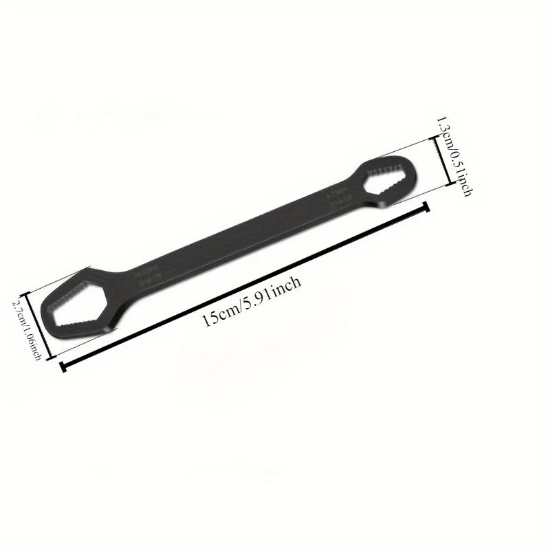 1pc chave universal de extremidade dupla, chave de reparo de porcas de parafuso auto-aperto 3-17mm, chave de catraca de cabeça dupla, ajustável