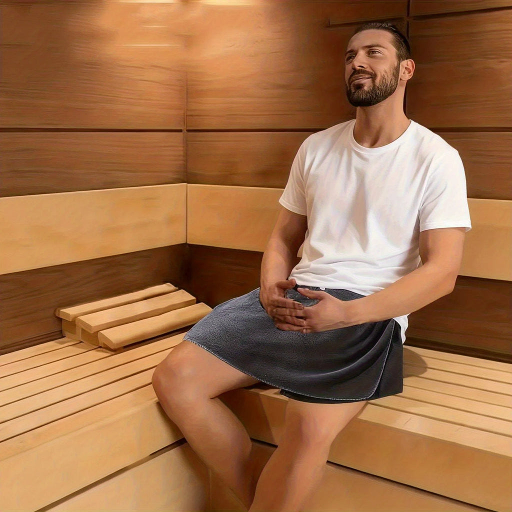 1 Peça de Toalha de Banho Masculina Macia e Vestível, Toalha Envolvente de Cor Sólida, Toalha de Praia, Toalha de Acampamento, Acessórios de Banho para Casa de Banho