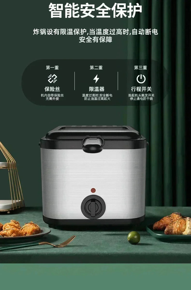 110v 220v 1000w 2.5l casa multi funcional fritadeira elétrica óleo batatas fritas asas de frango lanche máquina