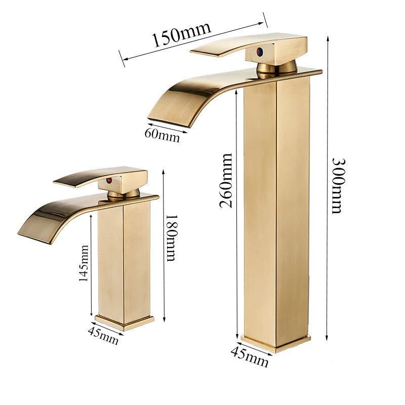 Cachoeira Bacia Do Banheiro Torneira Da Pia Single Handle Mixer Tap Hot & Cold Torneiras Misturadoras De Água Do Banheiro Deck Montado Torneiras Guindaste Da Bacia