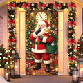 Capa de Porta de Natal com Design de Papai Noel, Rena, Árvore de Natal e Boneco de Neve, Banner Fotográfico, Decorações de Férias de Inverno, Capa de Porta Feliz Natal