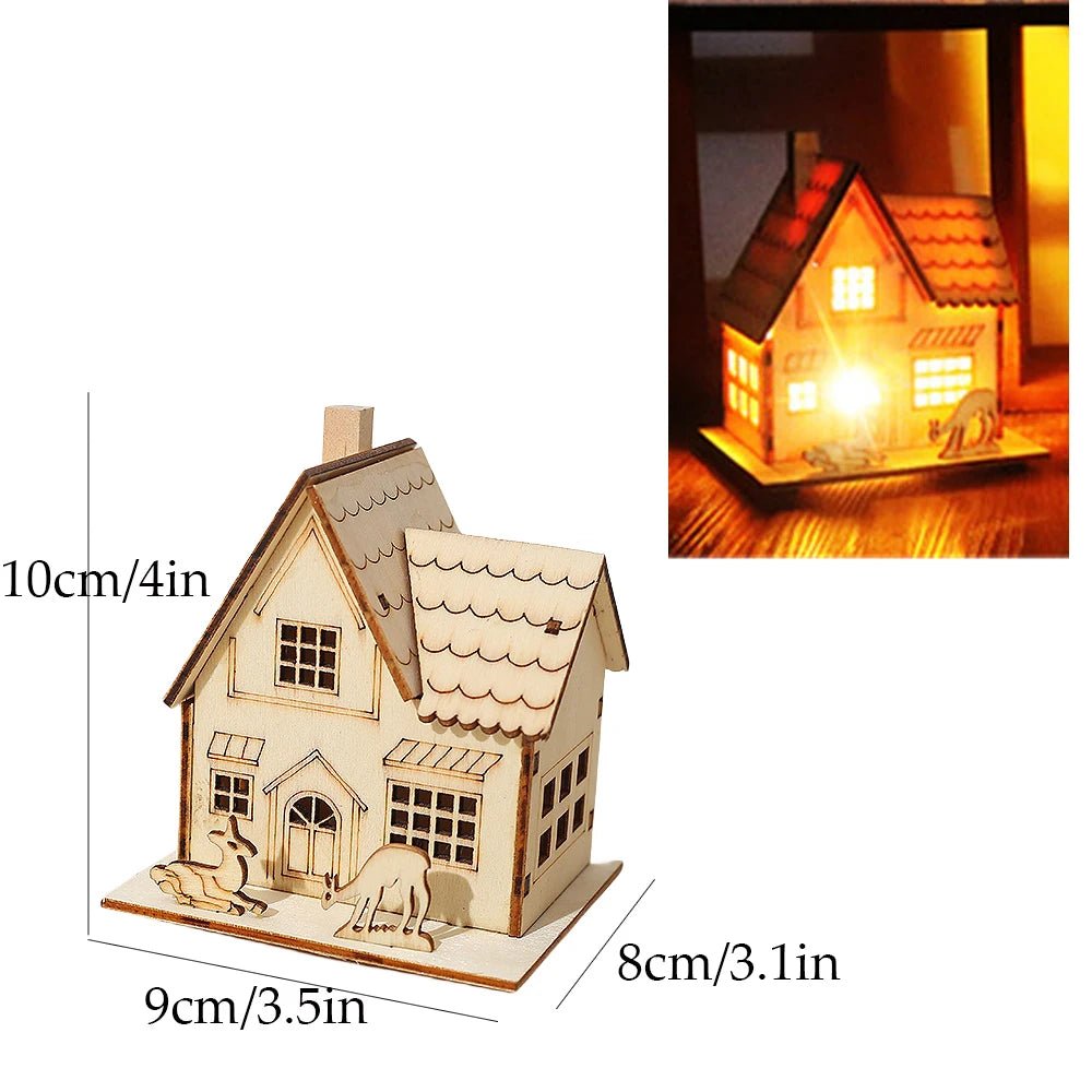 Decorações de natal natal led luz casa de madeira luminosa cabine mesa ornamentos noite lâmpada para casa ano novo crianças presentes - Kasa & Pet