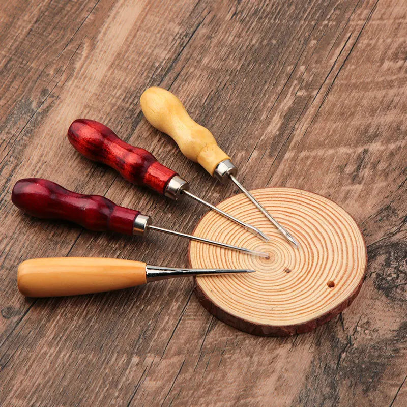 Kit de Ferramentas para Artesanato em Couro, Kit de Reparo e Costura Manual em Couro, Conjunto Profissional de Ferramentas DIY para Costura, Punção, Entalhe e Sulcagem