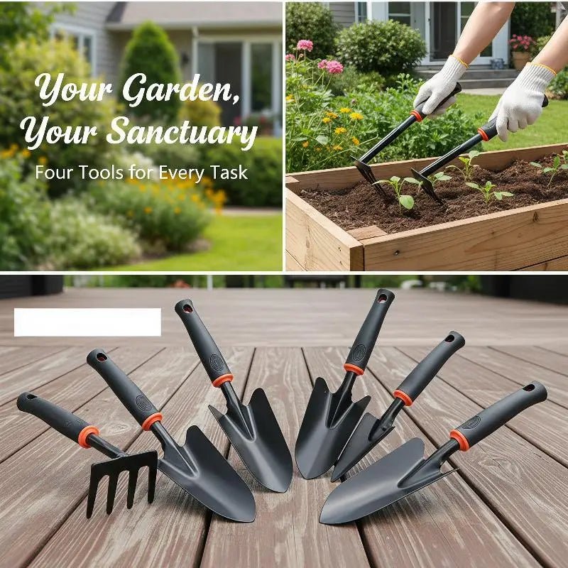Conjunto de Ferramentas de Jardim Safe Edge Mini: Pá, Rastelo e Espátula Pequenas para Atividades de Plantio de Flores e Vegetais em Família