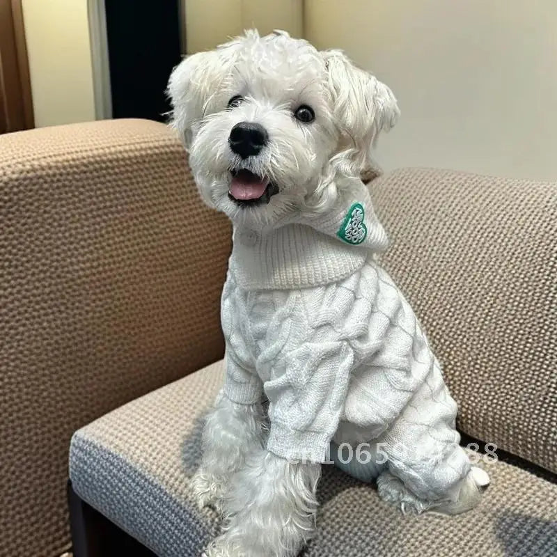 Outono e inverno animal de estimação quatro pernas de malha quente pernas quatro macacão cão chapéu camisola conjunto casaco filhote de cachorro calças gato roupas de pelúcia com