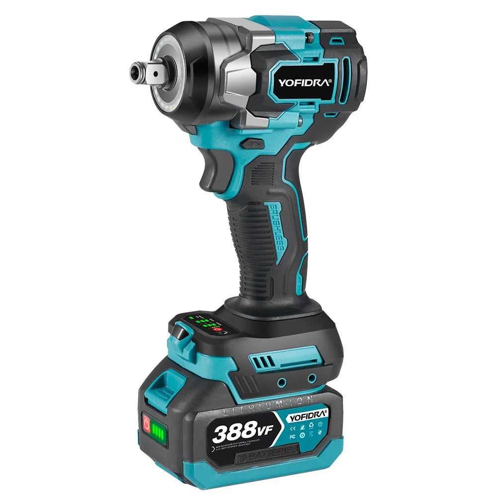 Yofidar com chave de impacto elétrica sem escova, 1200n.m, 5 engrenagens, 1/2 '', chave de fenda, ferramenta elétrica de reparo de carro para makita, pino de bateria de 18v