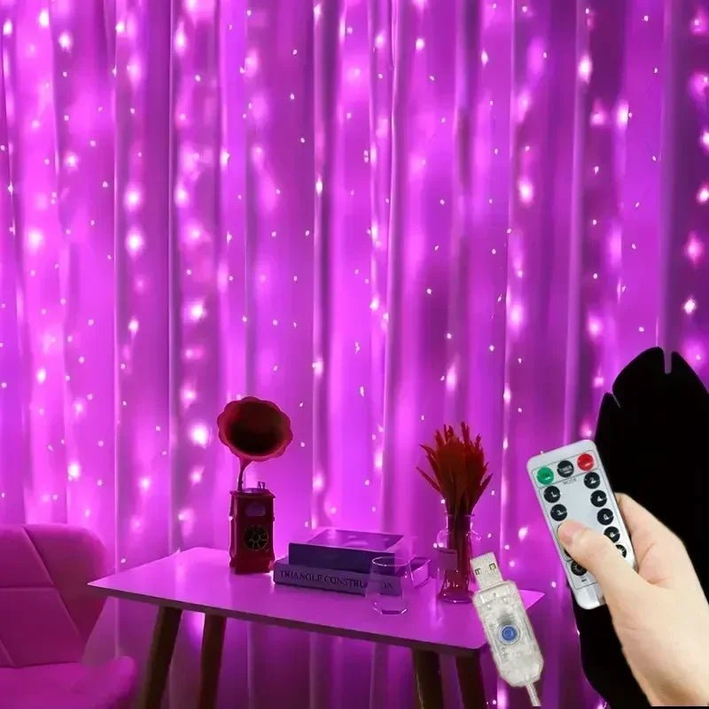 Decoração de casa de natal usb 8 modos luzes guirlanda de fadas led cortina luzes da corda com controle remoto para o quarto casamento