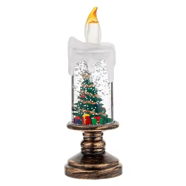 Decorações de natal lâmpada vento vela castiçal neve floco caixa música criativo presente natal arranjo cena