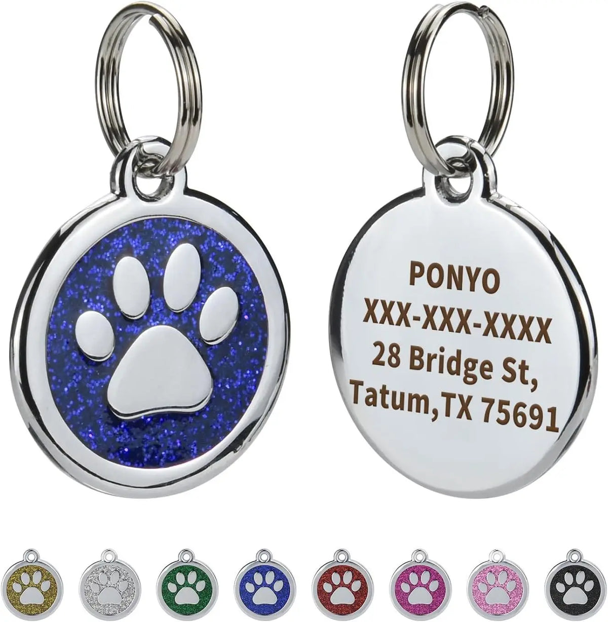 Etiquetas de Identificação para Animais de Estimação com Gravação Gratuita, Pingente Anti-perda para Coleira, Tag Personalizada com Nome de Cachorro, Decoração de Pata de Gato, Produto Personalizado Kasa & Pet