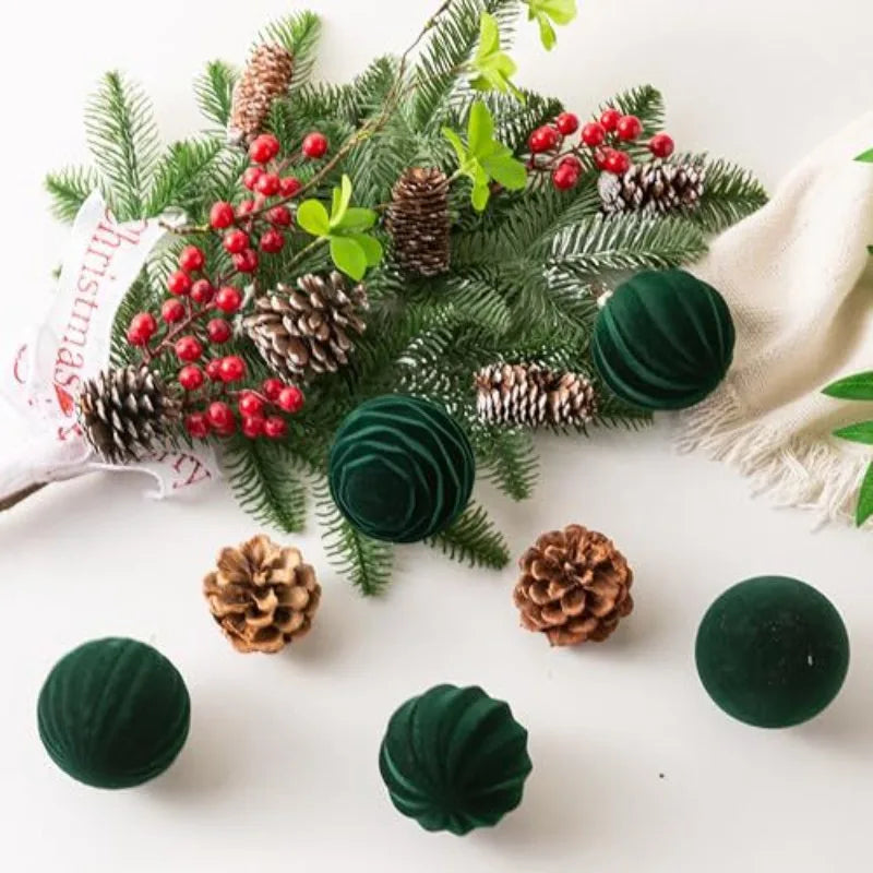 Bola de natal de veludo de 6cm, decoração de árvore de natal, bola de decoração de natal, decoração de bola de pelúcia, bola de natal de plástico