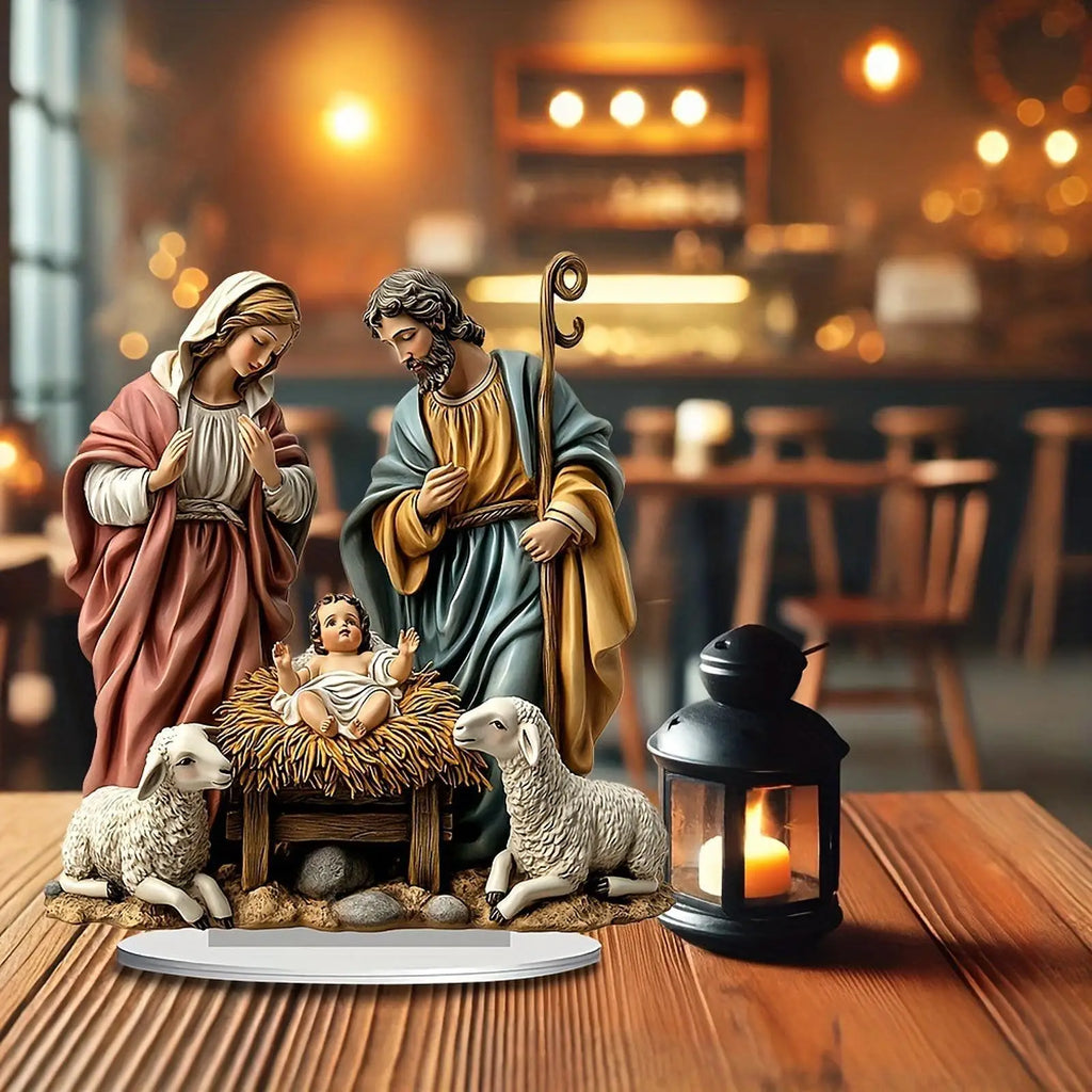 Estatueta de presépio de natal, decoração de natal, família sagrada, miniaturas, estátua para presente de aniversário, decoração interna, prateleira