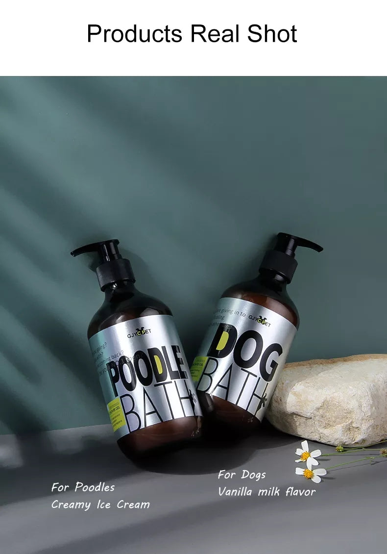 Shampoo para animais de estimação, para cães, pele seca, alívio de coceira, anti-pulgas, banho, chuveiro para animais de estimação, anti-rasque, gatos, cuidados com o cabelo, limpeza, gel de banho, sabonete