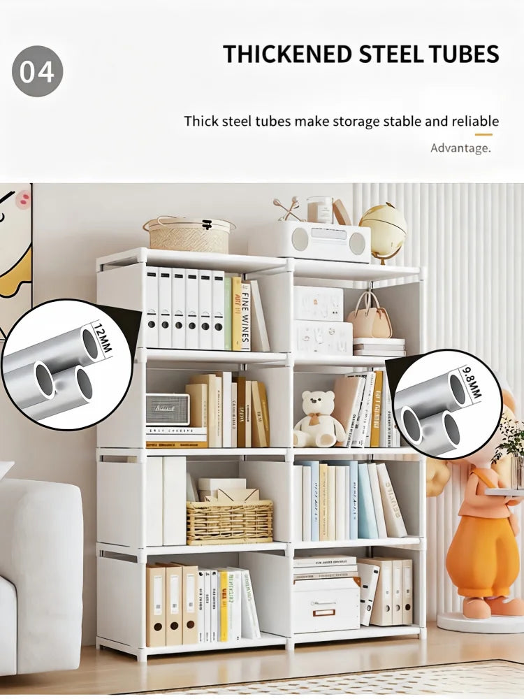 Estante de Livros Multicamadas de Fácil Montagem, Prateleira de Armazenamento para Sala de Estar, Quarto e Estudo, Ideal para Livros, Brinquedos e Diversos