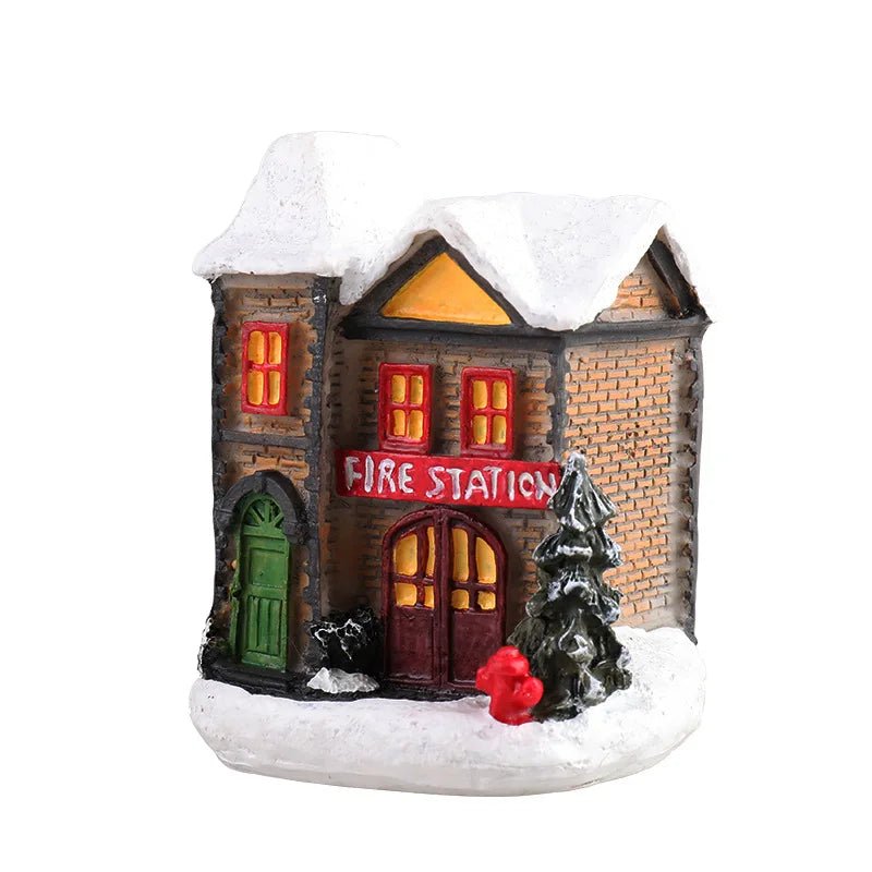 Natal led luz casa enfeites de árvore de natal led resina pequena vila casa natal brilho decoração presente feliz ano novo decorações dc05
