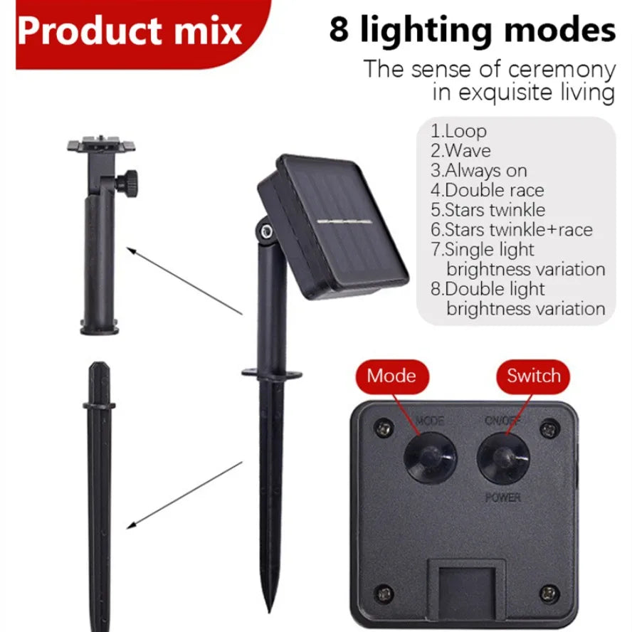 32m 22m 12m led luzes de corda solares vários modos painéis solares natal luzes ao ar livre à prova dwaterproof água estrelado luzes de fadas de natal