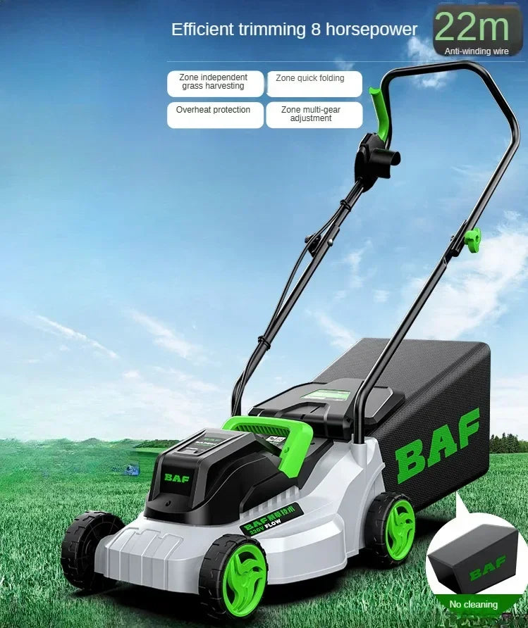 Cortador de grama elétrico potente, ideal para grandes jardins, eficiência e operação com fio.