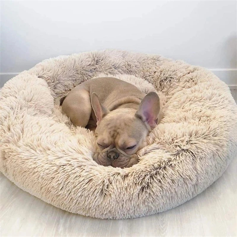 Cama redonda para animais de estimação, 40-90cm, 6 tamanhos, cama grande para cães, super macia, casa de pelúcia para cães médios, inverno, quente, dormir