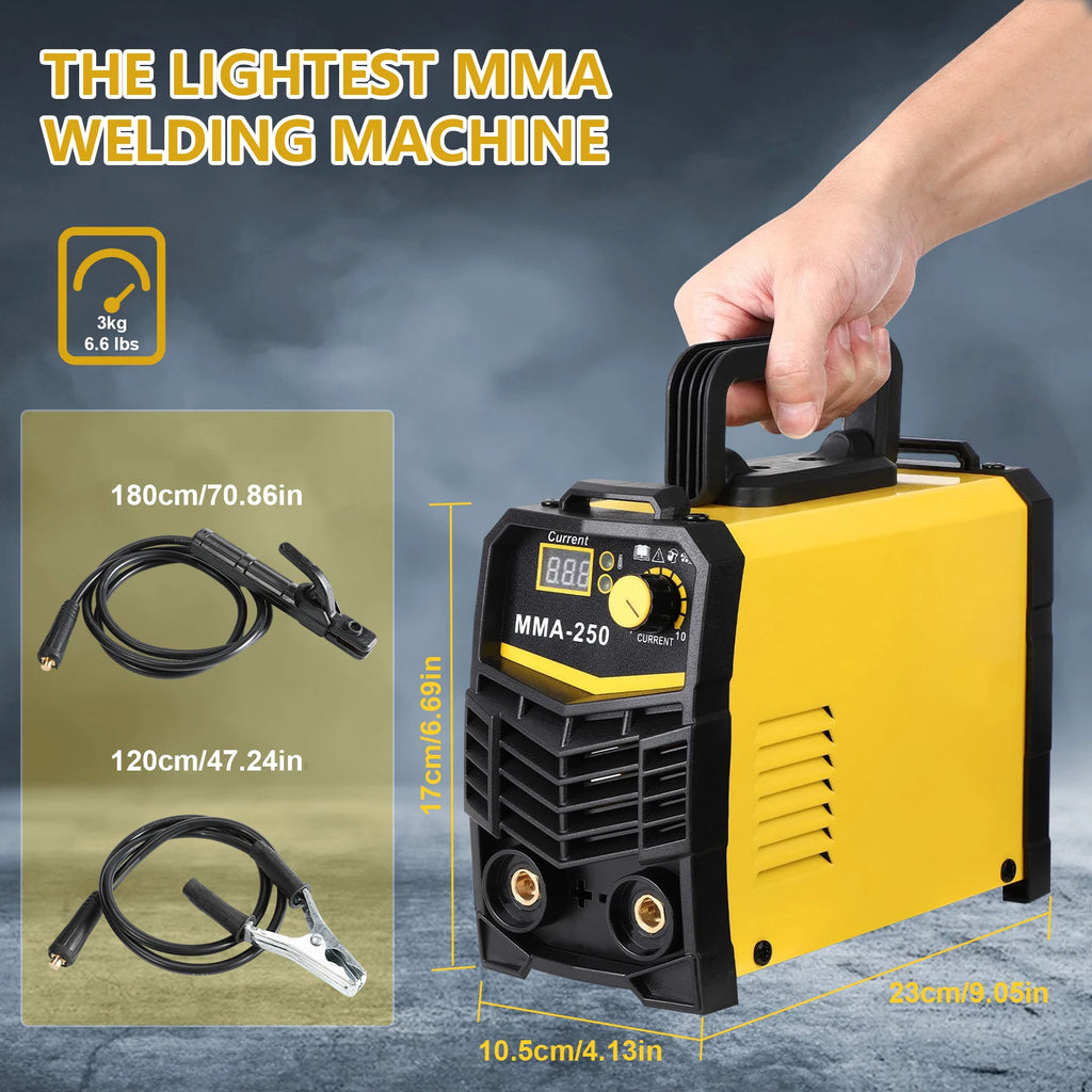 Mini máquina de solda portátil 250a, igbt MMA-250 máquina de solda inversora, casa diy máquina de solda a arco