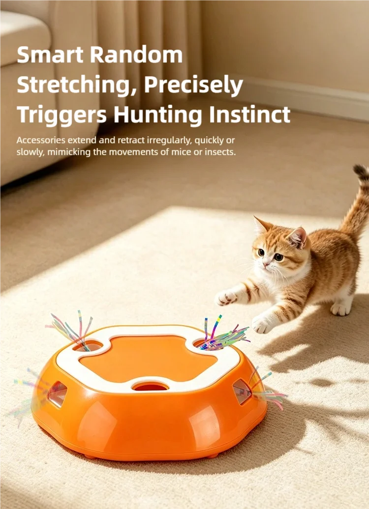 Brinquedo Elétrico Retrátil para Gatos: Placa de Exercício com Múltiplos Buracos para Aliviar o Tédio e Estimular a Energia (Estilo Whack-a-Mole)