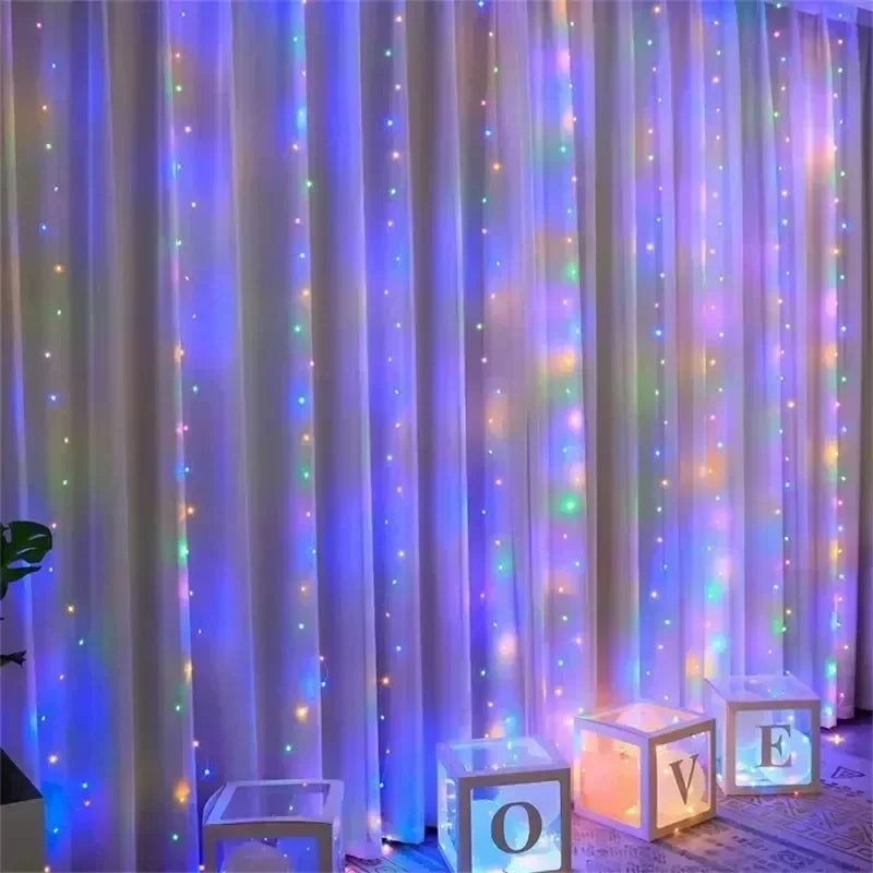 Decoração de Natal para Casa 2026, Cortina de Luzes LED de Fada, Fio de Luzes a Pilha para Quarto, Casamento, Festa e Decoração de Ano Novo
