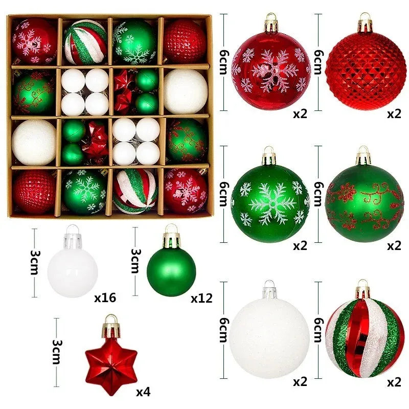 Conjunto de 44 Bolas de Natal para Pendurar na Árvore, Decoração de Natal para Casa, Presente para Festa de Ano Novo 2026