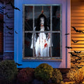 Decorações de capa de janela de Halloween – Tecido assustador, pôster de cortina de silhueta de porta assustadora para decoração de festa interna e externa