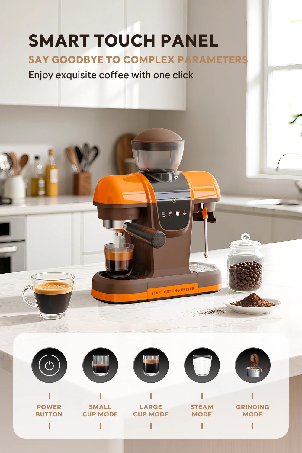 Máquina de Café Espresso Semi Automática I Cafilas 19 Bar com Moedor de Grãos para Cappuccino e Latte com Sistema de Espuma de Leite