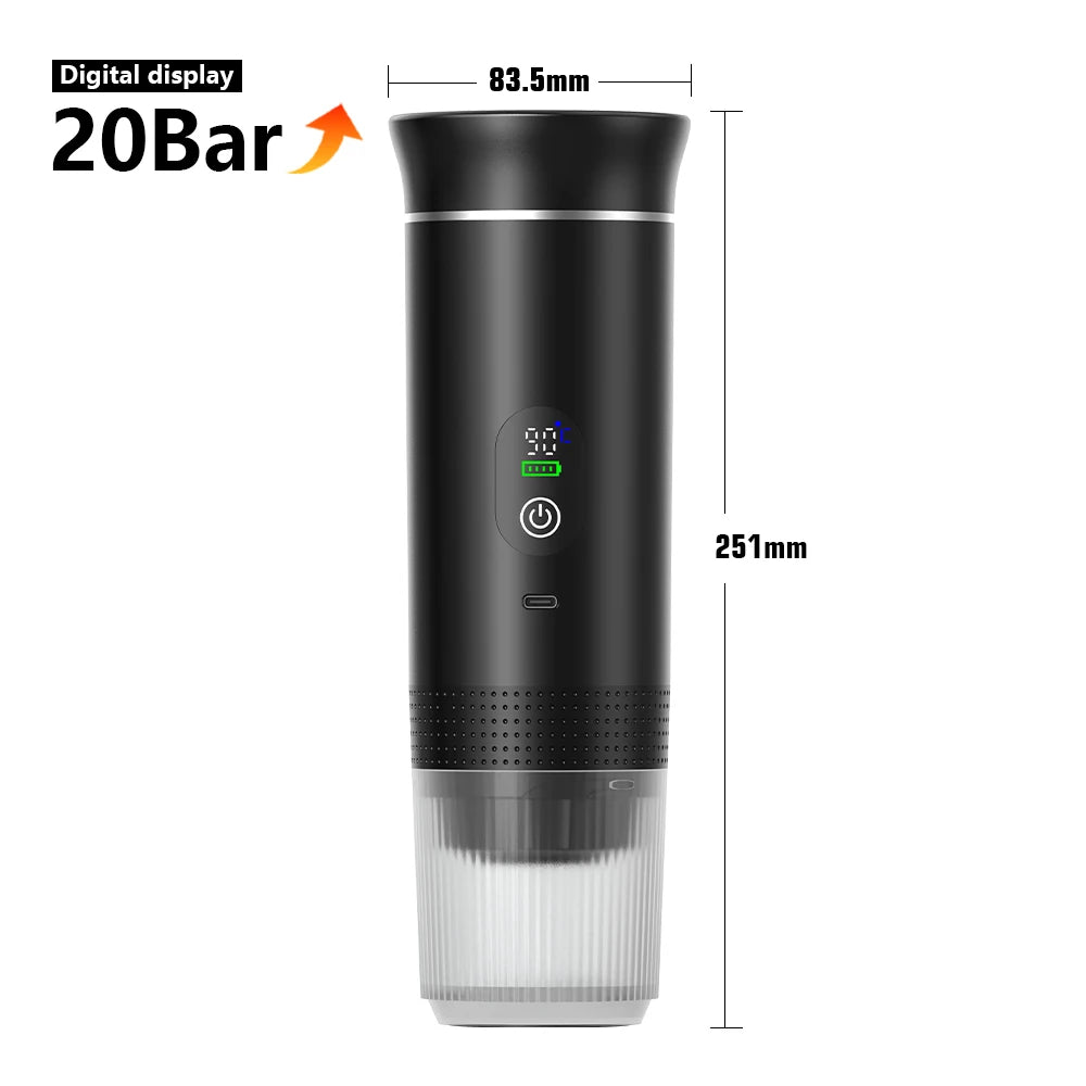 Máquina de café expresso portátil elétrica sem fio para carro e casa acampamento cafeteira 3-em-1 cápsula em pó viagem cafeteira