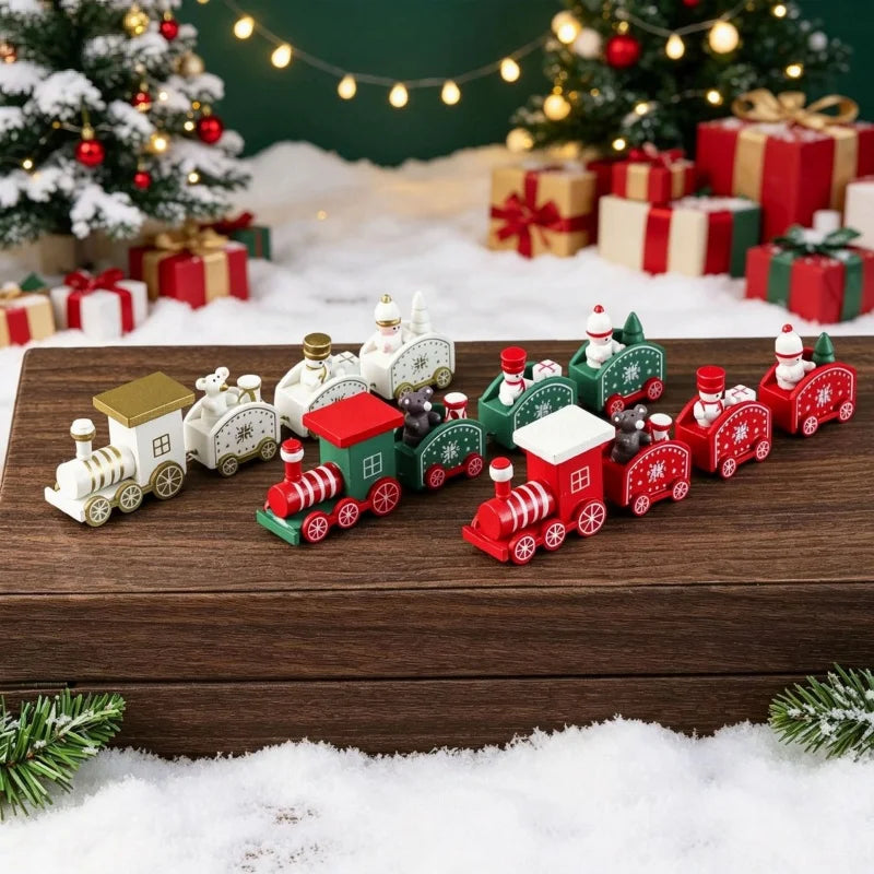 Decoração de Trem de Natal com Design Pintado Encantador, Decorações de Natal para Exibição em Mesa e Vitrine, Presentes