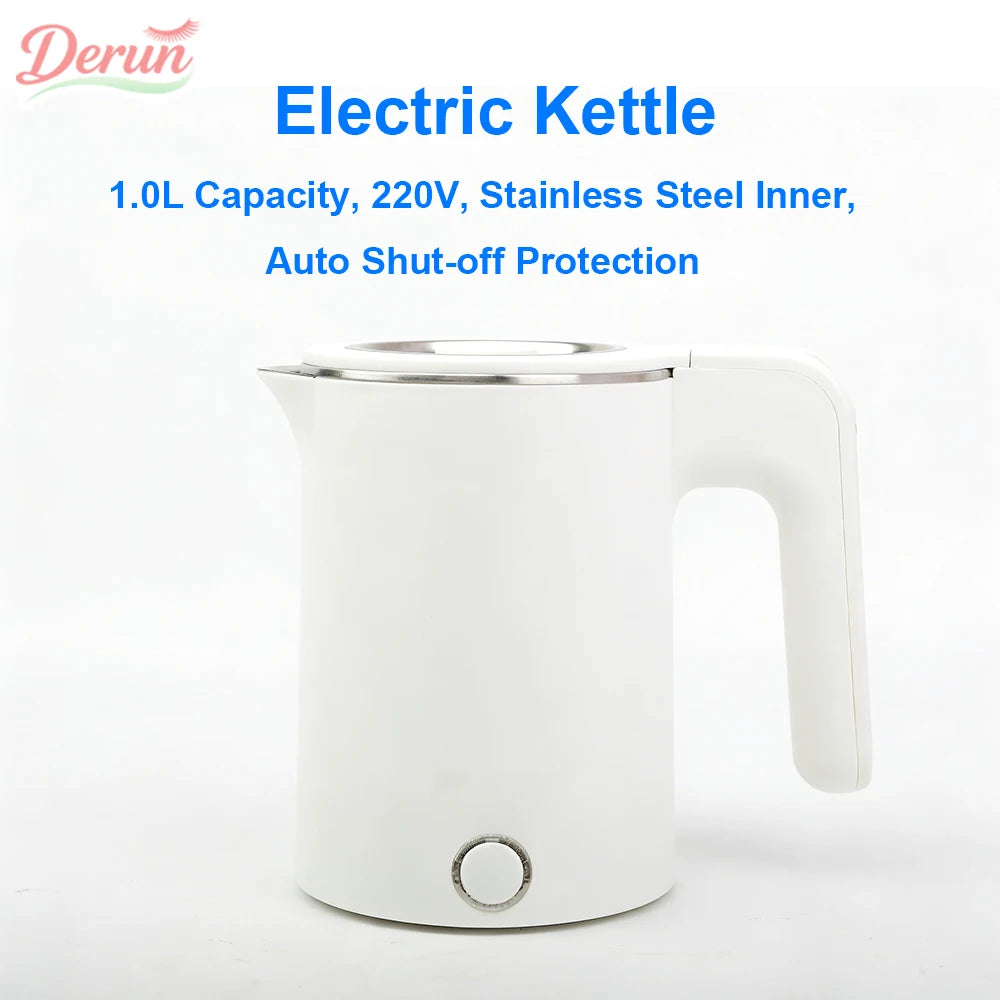 Chaleira Elétrica Portátil de 1.0L em Aço Inoxidável com Desligamento Automático para Viagens, Acampamentos e Uso no Exterior - Panela Inteligente