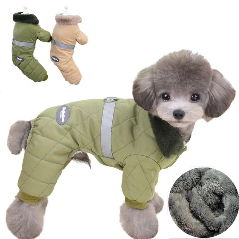 Casaco de estimação grosso colarinho de pele, roupas para cães, macacão, traje chihuahua, casaco pequeno, roupas de cachorro, quente, inverno