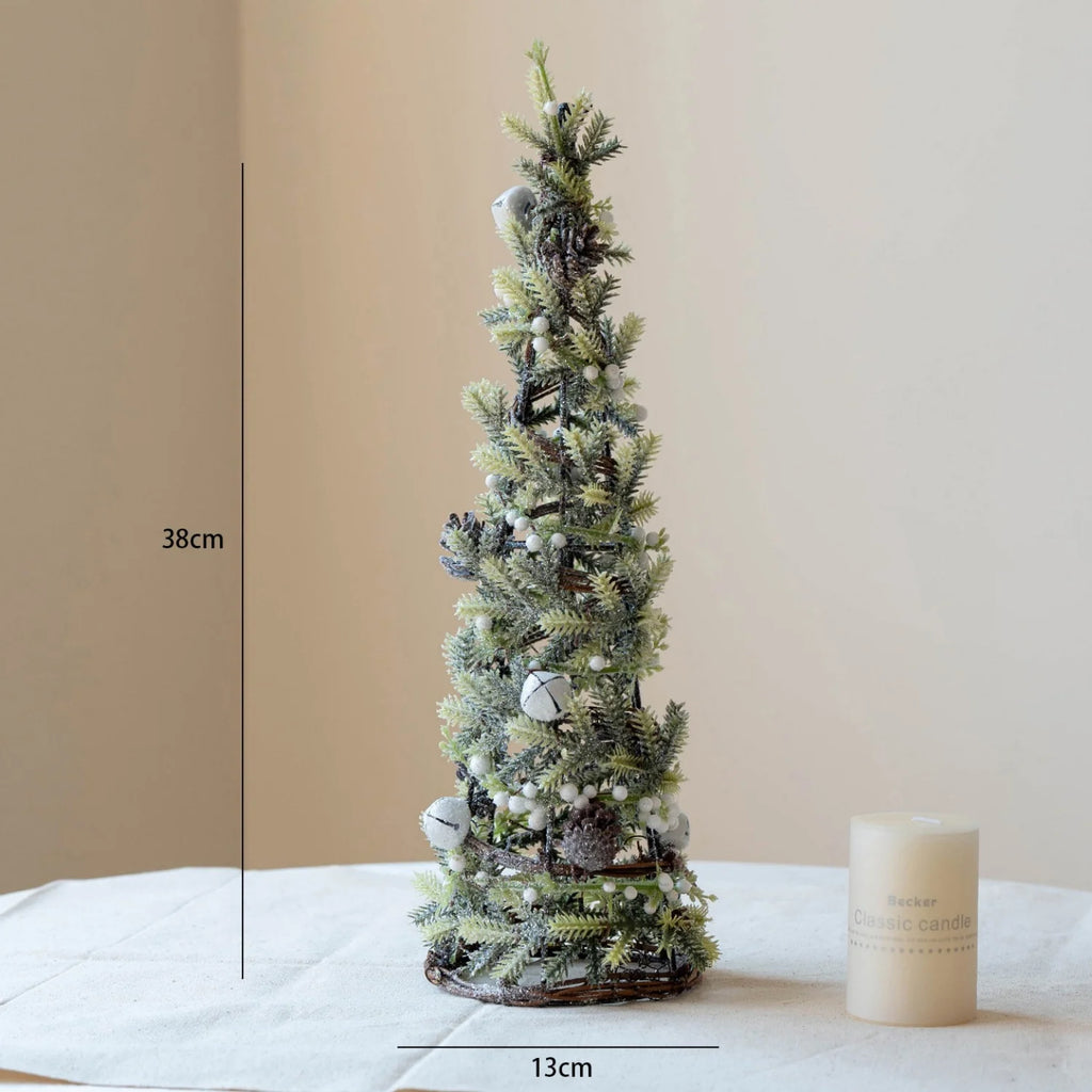 Árvore de Natal artificial de 40 cm, pequena, decorativa, ideal para festas em casa, como centro de mesa, enfeite para secretária, presente e decoração para lareira.