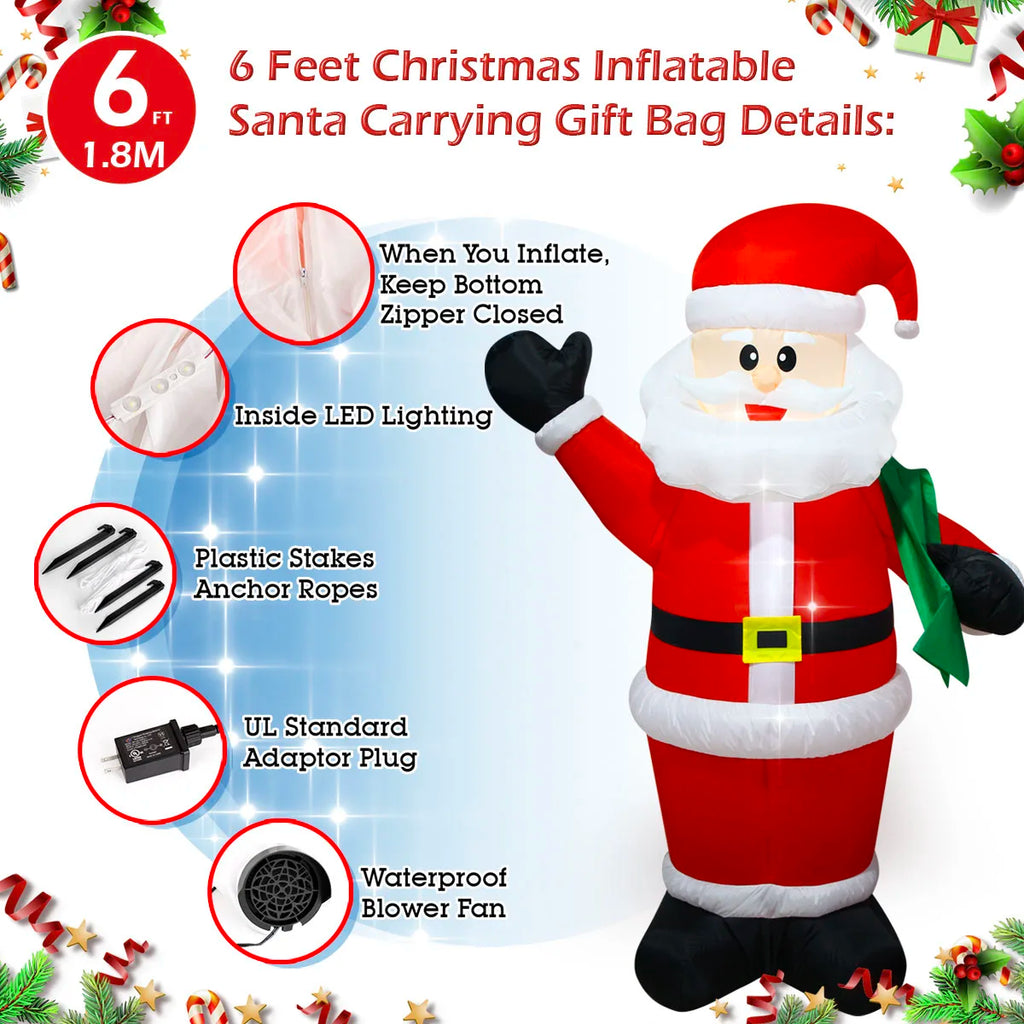 Decorações infláveis de natal-ramo boneco de neve, papai noel, homem de gengibre, saco de presente boneco de neve luz led decorações de gramado