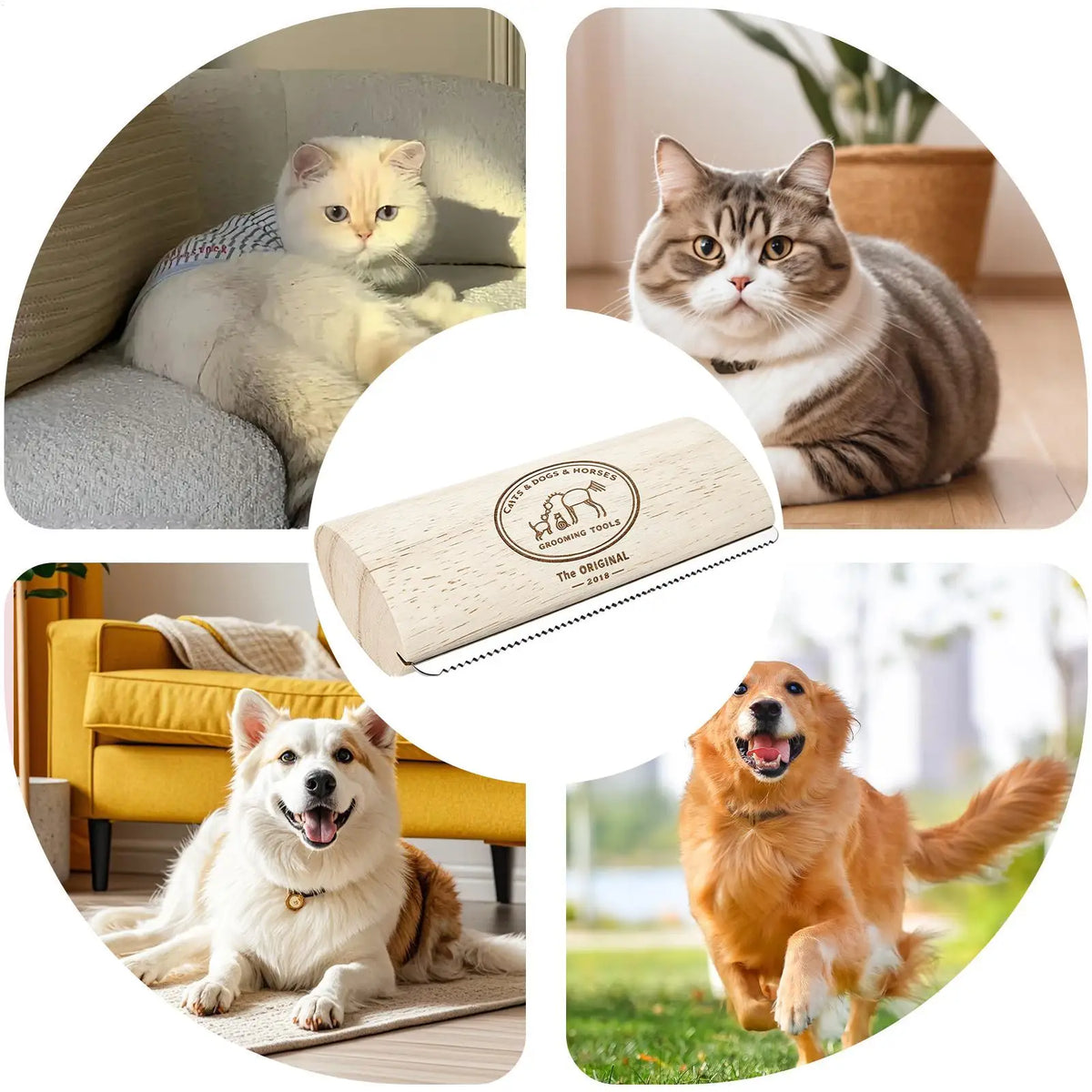 Escova para Remoção de Pelos de Animais de Estimação, Escova de Desembaraço e Tosa com Dentes de Metal e Cabo de Madeira, Produtos de Beleza para Gatos, Escova para Remoção de Pelos de Cavalos, Escova para Cães