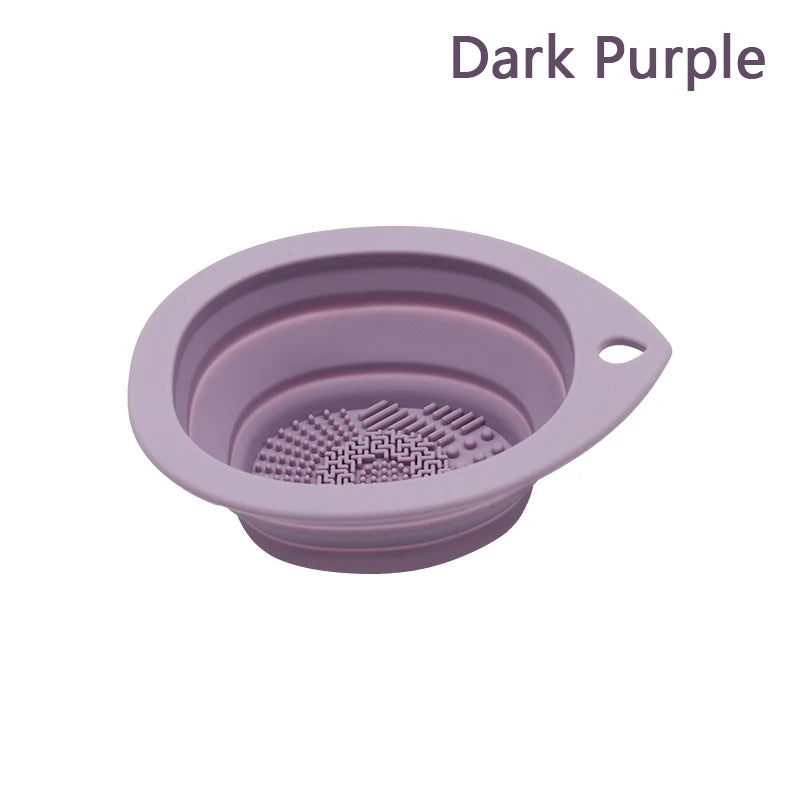 Silicone Makeup Brush Cleaner Folding Powder Puff Cleaning Bowl Eyeshadow Brush Washing Soft Mat Beauty Tools Scrubber Box