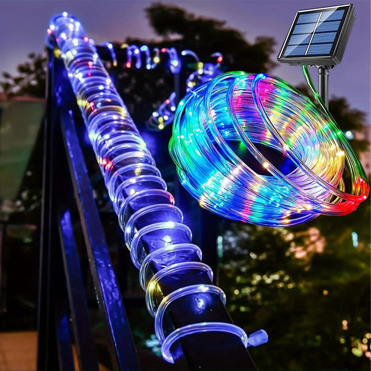 Luzes de Cordão Solar 200 LED à Prova d'Água para Exterior, Luzes de Fada Alimentadas por Energia Solar com 8 Modos para Decoração de Natal em Jardim, Quintal e Árvore