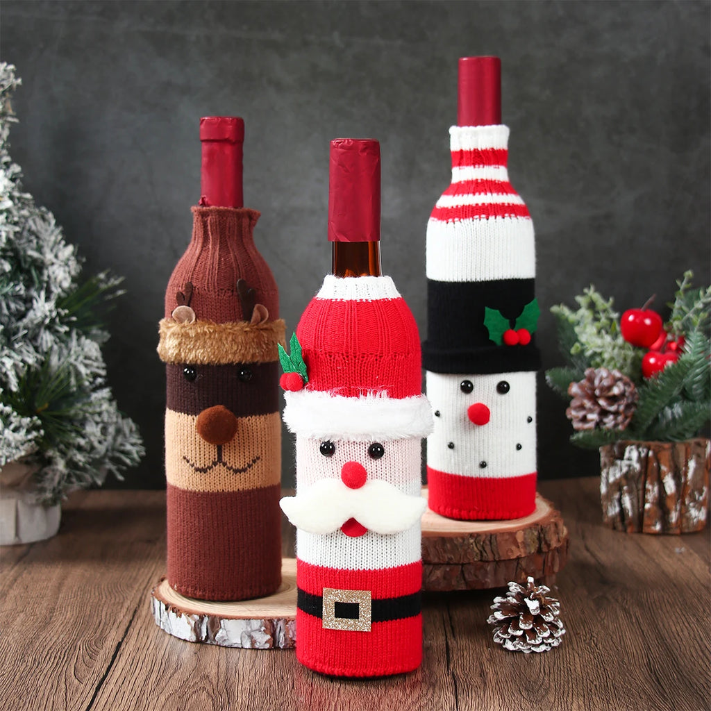 Natal garrafa de vinho capa feliz natal decorações para casa 2025 navidad noel natal ornamentos presente de natal feliz ano novo 2026