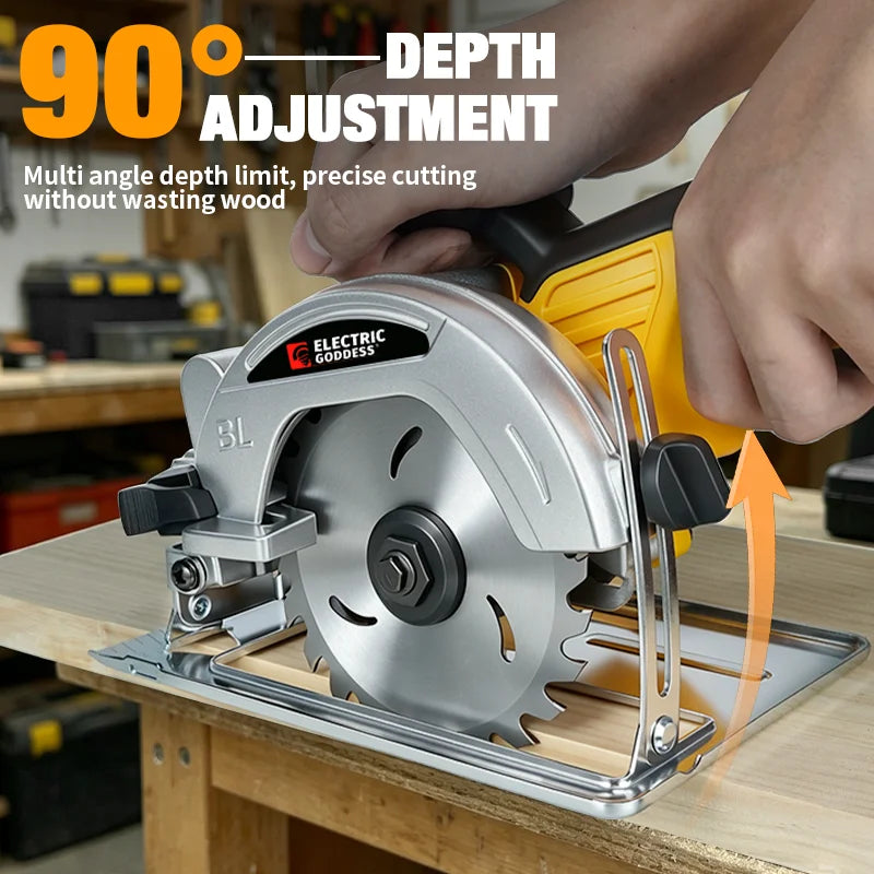 Serra Circular Elétrica Compacta Goddess de 5 Polegadas Sem Escovas, Ferramenta Elétrica para Cortar Madeira e Metal, Compatível com Bateria Dewalt 20V