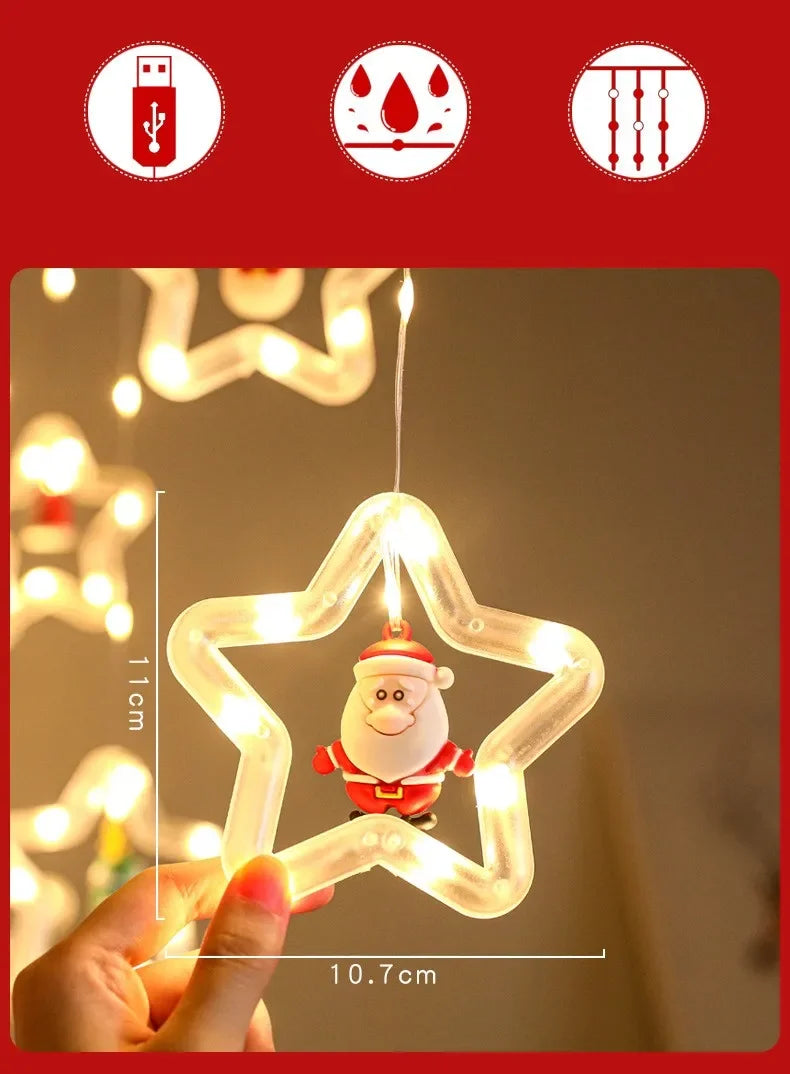Natal LED Strip Lights para decoração do quarto, lâmpada guirlanda, plugue USB, quarto, sala de estar, janela