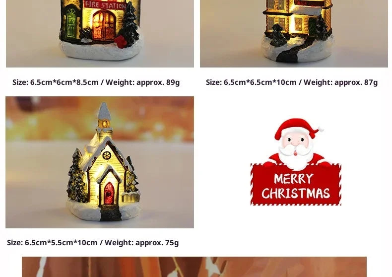 Natal led luz casa enfeites de árvore de natal led resina pequena vila casa natal brilho decoração presente feliz ano novo decorações dc05