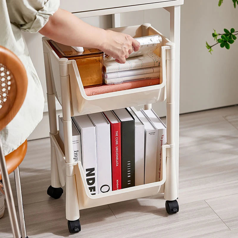 Organizador de cozinha rack de armazenamento móvel lanche brinquedo carrinho mesa lateral livro prateleira rack rodas